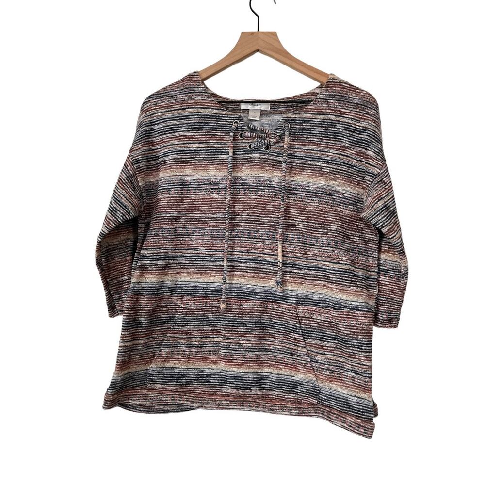 CJ Banks Womens Patterend 3/4 Length Sleeve Sweater Size X